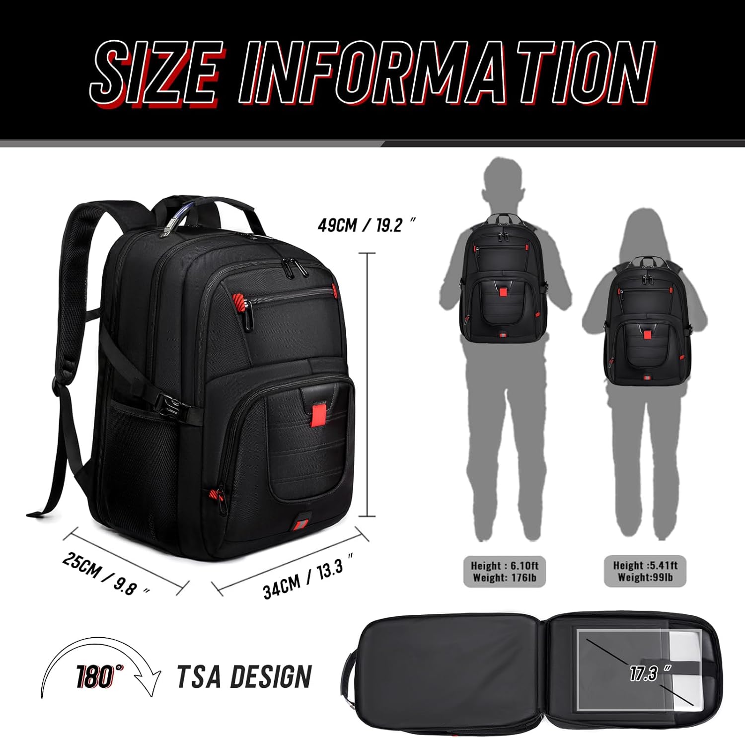 Z-MGKISS Travel Backpack,Extra Large Travel Laptop backpack, Travel Backpack for Men Women with TSA Airline Approved Luggage Bussiness Backpack, Black - Image 3