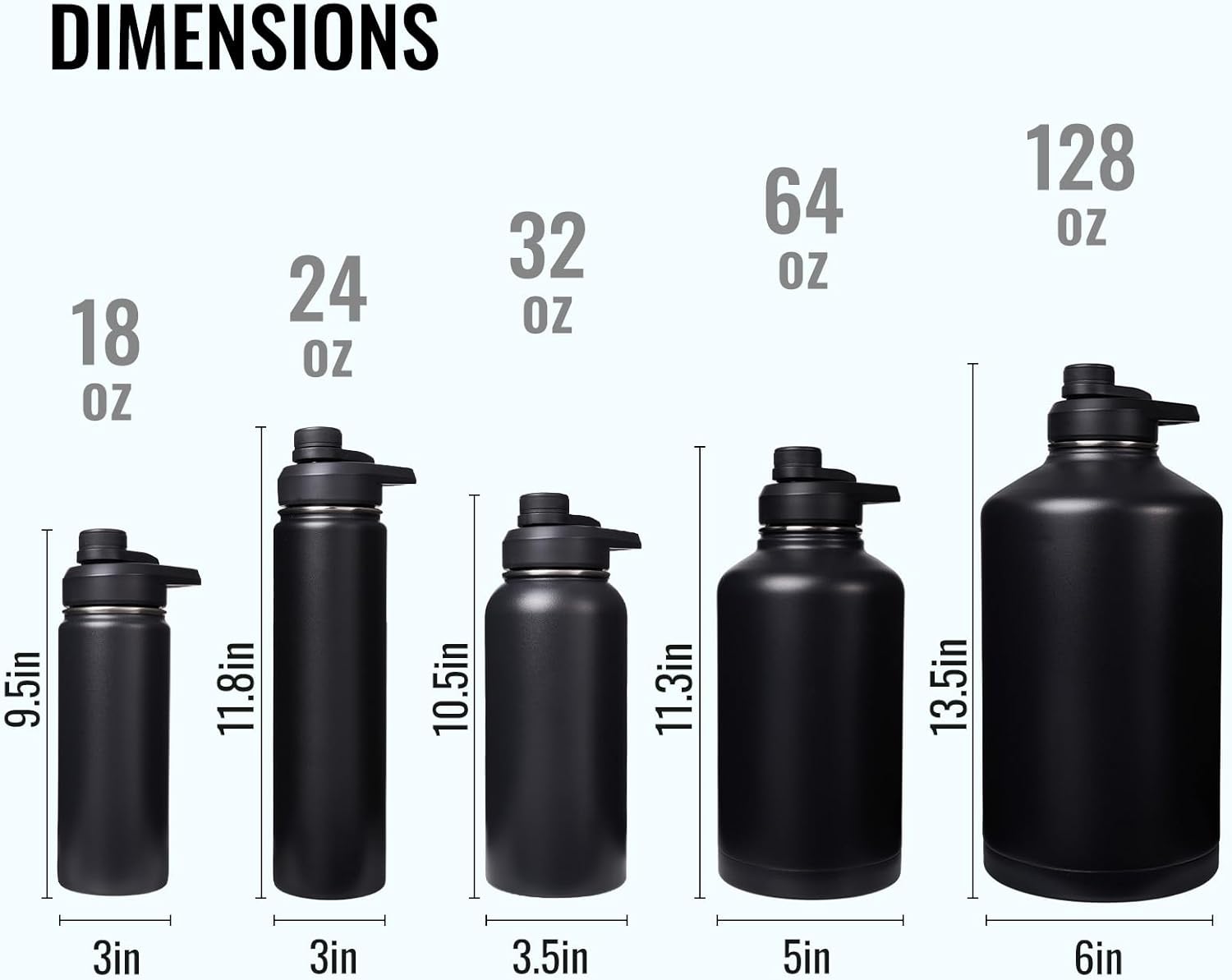 Fijinhom 24 oz Insulated Water Bottle with Handle, 304 Stainless Steel Water Bottles with Wide Mouth, Double Wall Vacuum Sports Water Bottle, BPA Free, Keep Cold and Hot, Black | with Handle, Water Bottles, Wide Mouth, Double Wall Vacuum, Sports Water Bottle, BPA Free - Image 5