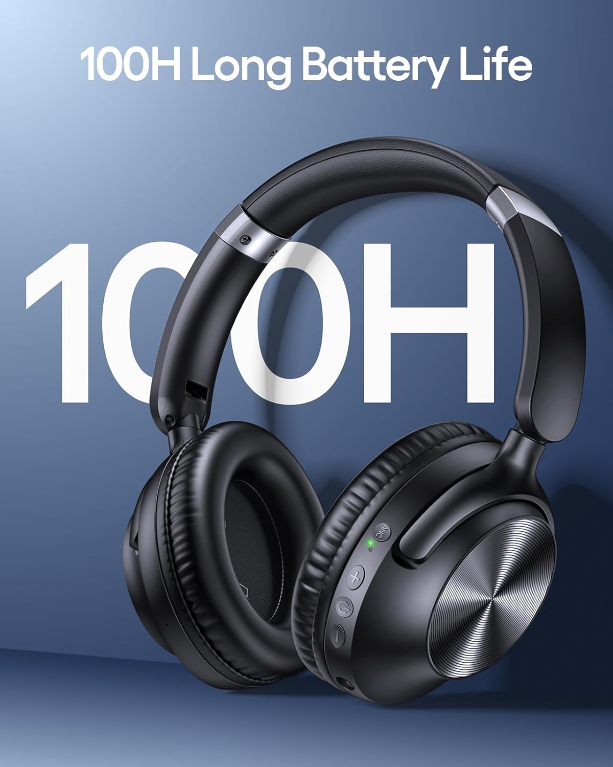 TAGRY Hybrid Active Noise Cancelling Headphones 100H Playtime Wireless Over Ear Bluetooth Headphone with Fast Charging Hi-Res Audio Comfort Earcups Headsets for Travel Home Office Phone PC Black - Image 3